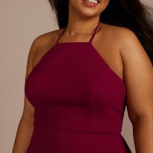 David's Bridal Halter Crepe High-Low Dress NWT